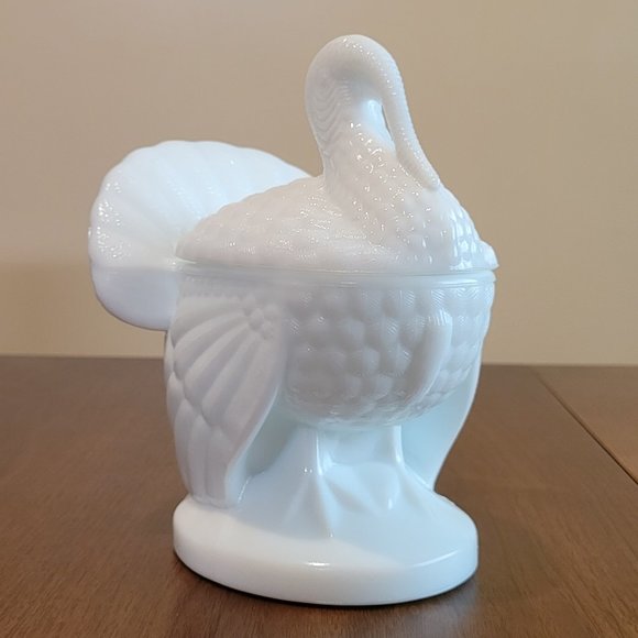 Vintage Martha Stewart by LE Smith Milk Glass Turkey Covered Candy Dish 1989 - Picture 1 of 12